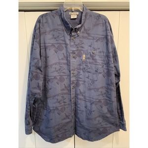 COLUMBIA River Lodge Button Down Shirt Mens XXL Long Sleeve TROUT/GUN/PHEASANT